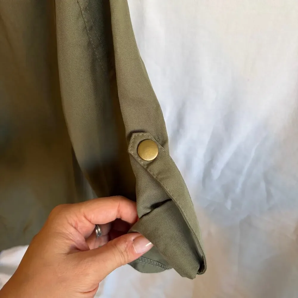 Market & spruce women’s 3/4 sleeve jacket. Olive green. Lightweight. Size XS